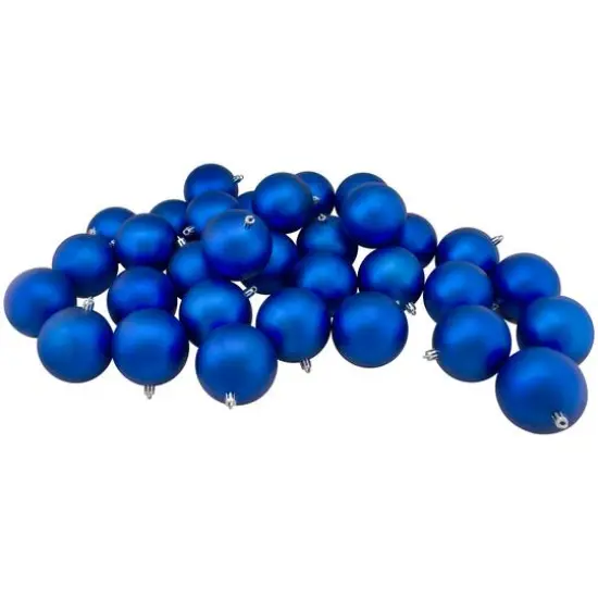 32ct Shatterproof 3.25" Matte Ball Ornaments, Blue {3}