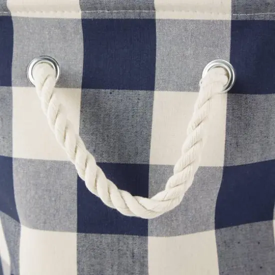 DII&reg; Large Round Off White/Navy Buffalo Check Polyester Bin {4}