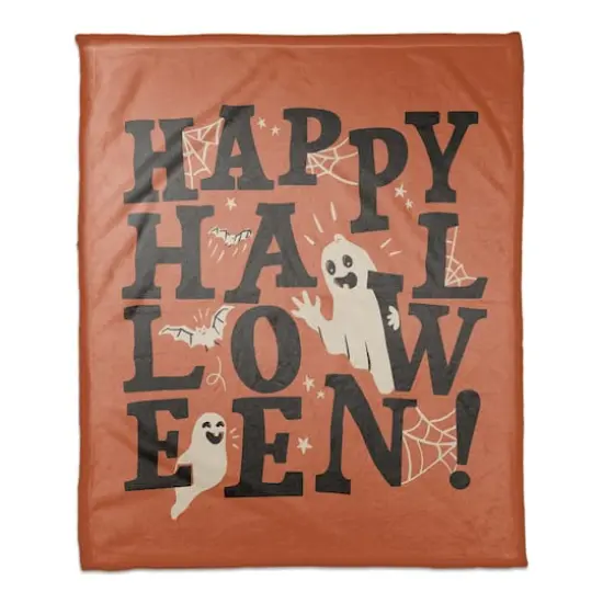 Happy Halloween Retro Ghosts Throw {1}