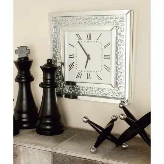 Silver Glam Wood Wall Clock, 20" x 20" {9}