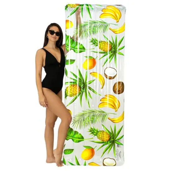 PoolCandy Deluxe Pool Raft with Tropical Flower Print {1}