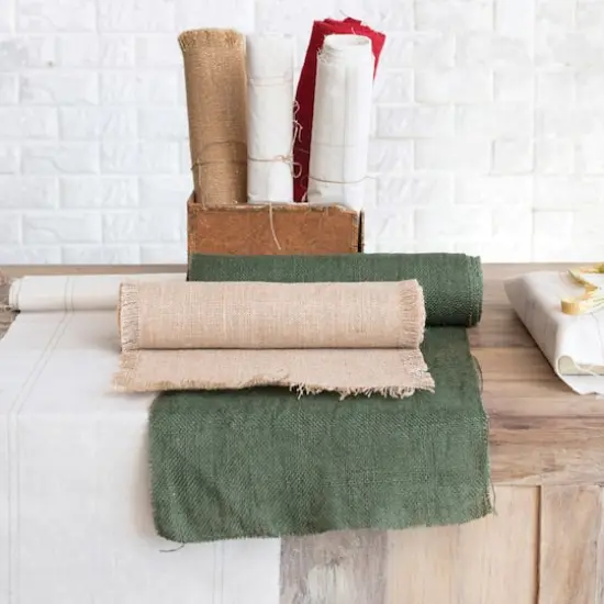 Hello Honey&reg; Natural & Green Woven Torn Cotton Blend Fabric Roll Set {4}