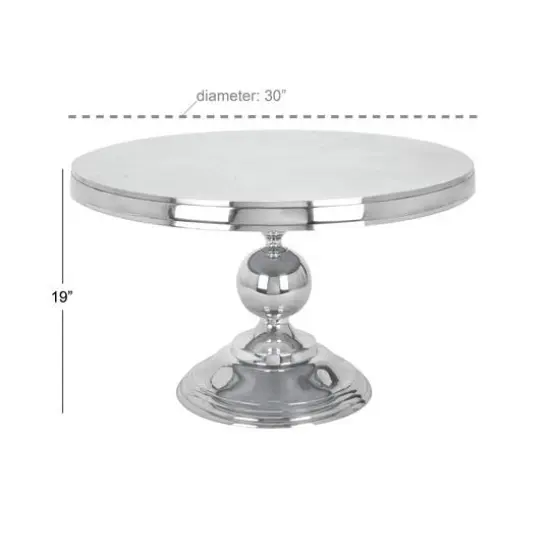 30" Silver Aluminum Traditional Coffee Table {6}