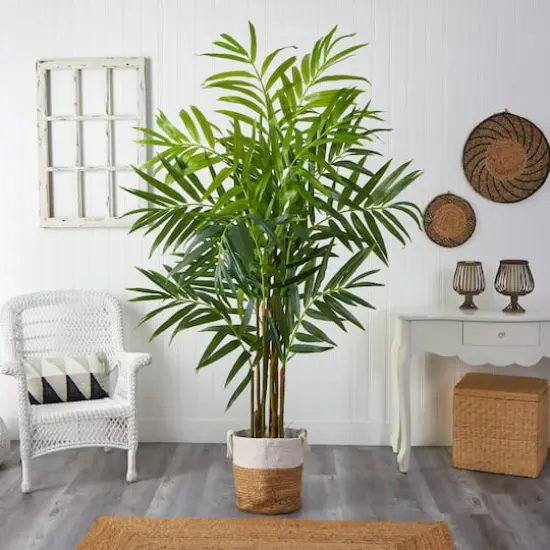 8ft. King Palm Artificial Tree with 12 Bendable Branches in Handmade Natural Jute and Cotton Planter {4}
