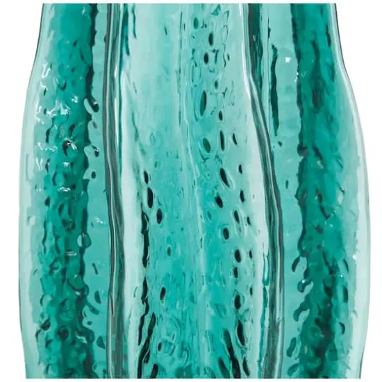 12" Green Wavy Glass Vase {6}