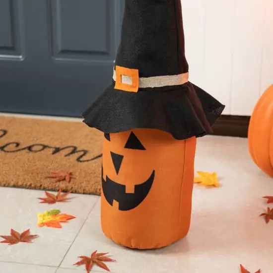 Glitzhome&reg; 24" Linen Halloween Jack-O'-Lantern Doorstop Porch D&eacute;cor {6}