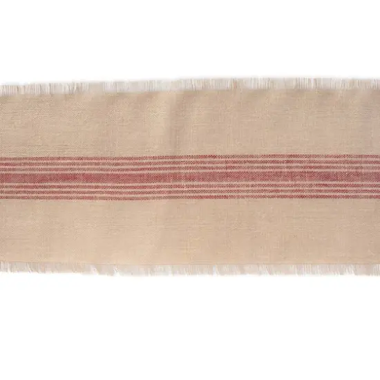 DII&reg; 108" Middle Stripe Burlap Table Runner Barn Red {4}