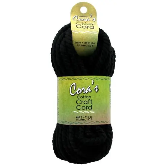 Pepperell 50ft. Black Cora's Cotton Craft Cord {1}