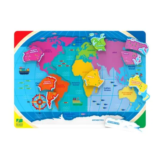 Lift & Learn Puzzle - Continents & Oceans: 22 Pcs {3}