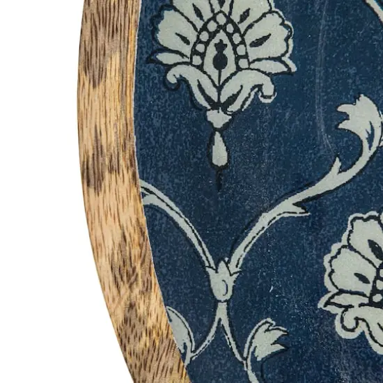 Hello Honey&reg; Blue Floral Enameled Round Mango Wood Tray Set {10}