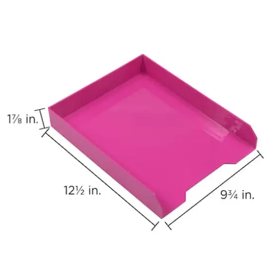JAM Paper Stackable Desktop Paper Tray Pink {5}