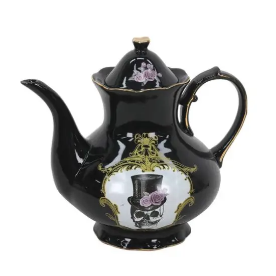 33.8oz. Black Skull in Top Hat Ceramic Teapot by Ashland&reg; {1}