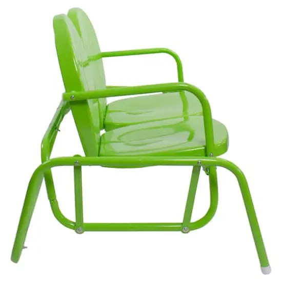 2-Person Outdoor Retro Metal Tulip Double Glider Patio Chair Lime Green {5}