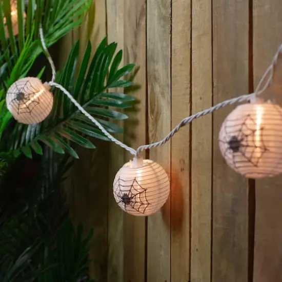 10ct. Black Spider in Web Paper Lantern Halloween Lights {3}