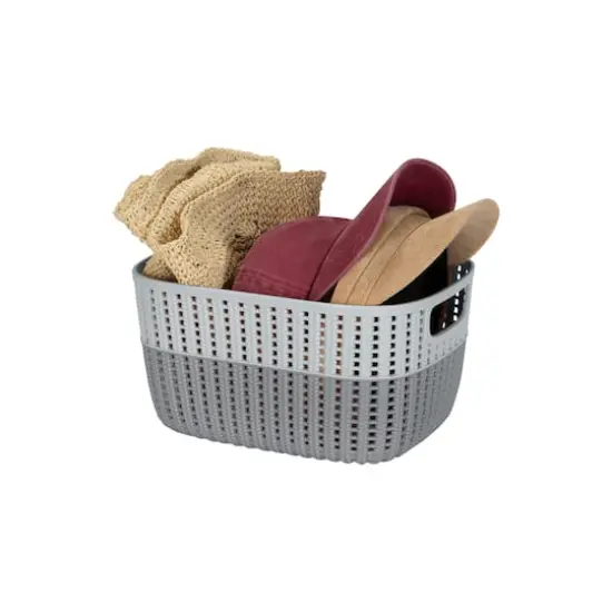 Simplify Medium Gray 2-Tone Decorative Storage Basket {1}