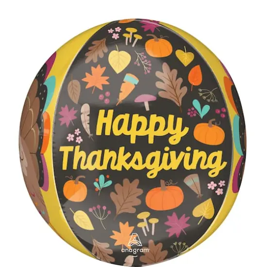 16" Orbz® Happy Thanksgiving Foil Balloon {1}