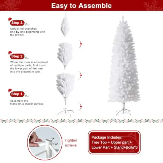 7.5ft. Unlit White Pencil Tinsel Artificial Christmas Tree {8}