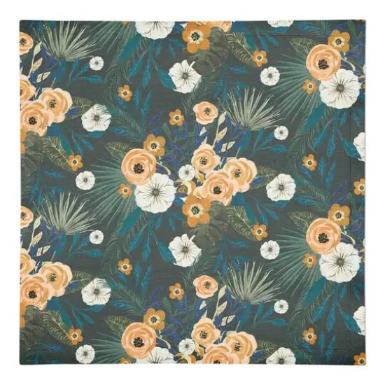 Tropical Floral Cotton Twill Napkin Green {1}