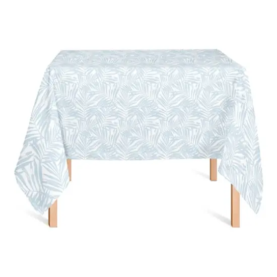 58" Blue Palm Leaf Pattern Tablecloth {1}