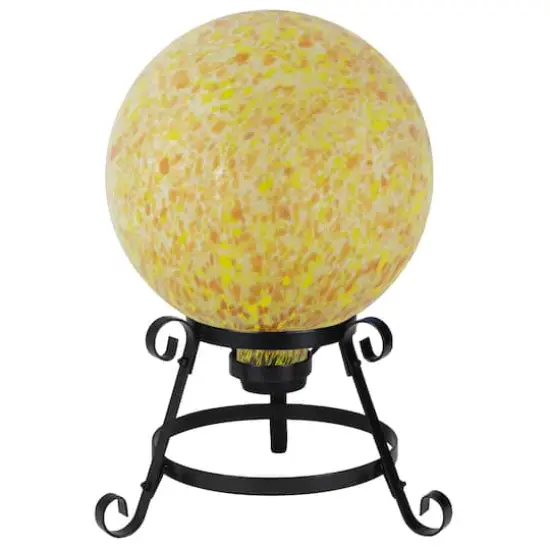 10" Orange and Yellow Speckled Glass Garden Gazing Ball {3}