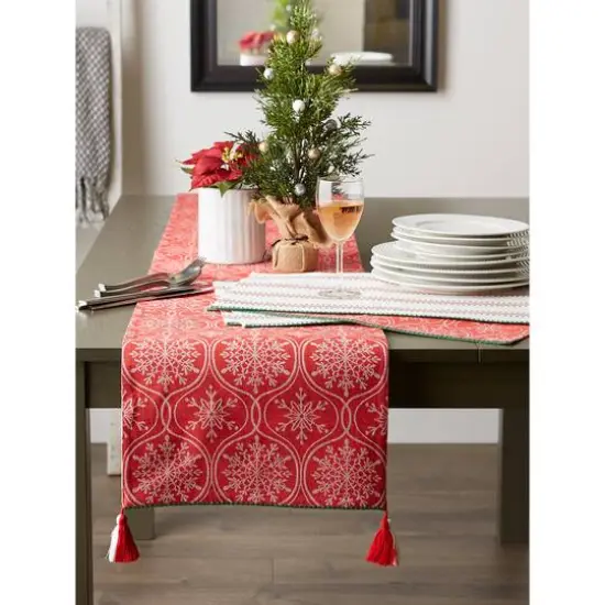 DII® 108'' Joyful Snowflakes Jacquard Reversible Table Runner {8}