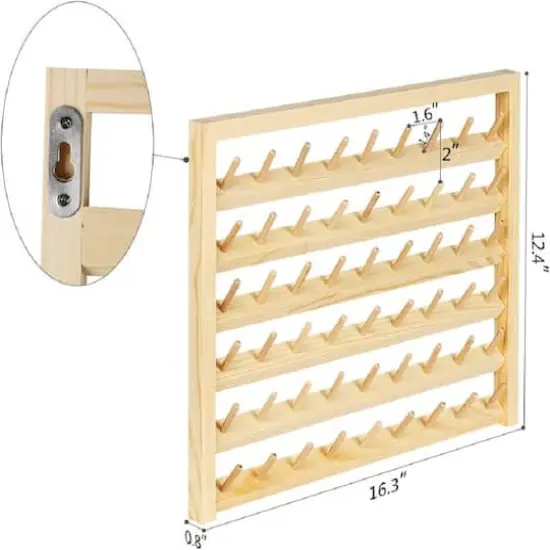 54-Spool Wall Mounted Wooden Sewing Thread Rack {3}