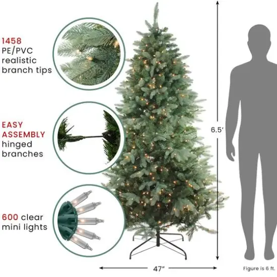 6.5ft. Pre-Lit Real Touch&trade;️ Washington Frasier Fir Artificial Christmas Tree, Clear Lights {6}