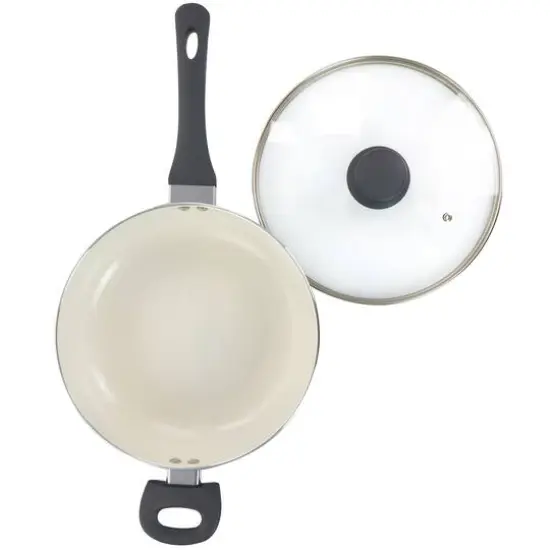 Oster Ridge Valley 3.5qt. Gray Nonstick Aluminum Saut&eacute; Pan with Lid {5}