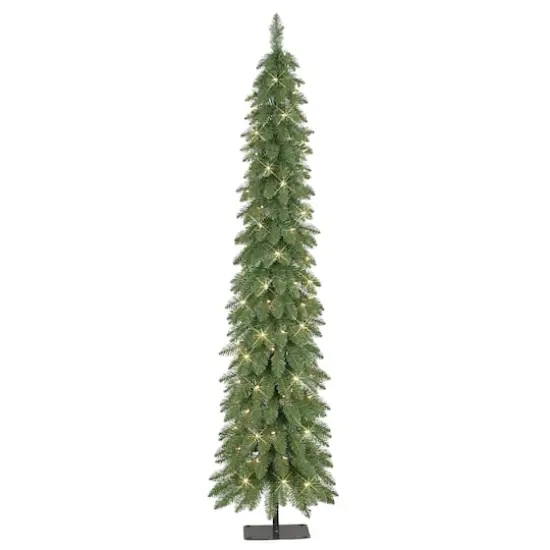 7ft. Pre-Lit Alpine Artificial Pencil Tree, Clear Lights {1}