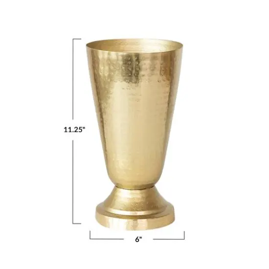 Hello Honey&reg; 11" Gold Round Hammered Metal Vase {5}