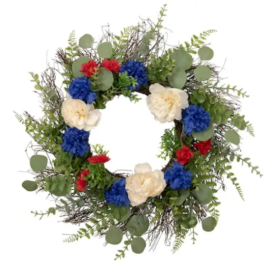 24" Americana Mixed Foliage & Florals Wreath {1}