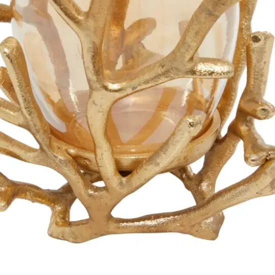 Gold Aluminum Coastal Candle Holder, 6" x 5" x 5" {4}