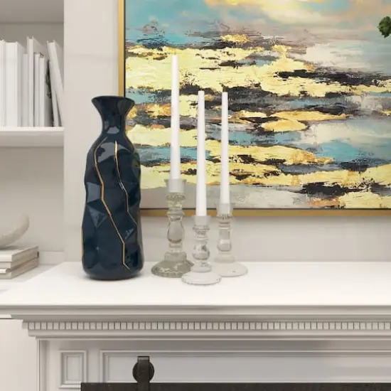 Clear Glass Candle Holder Set {13}