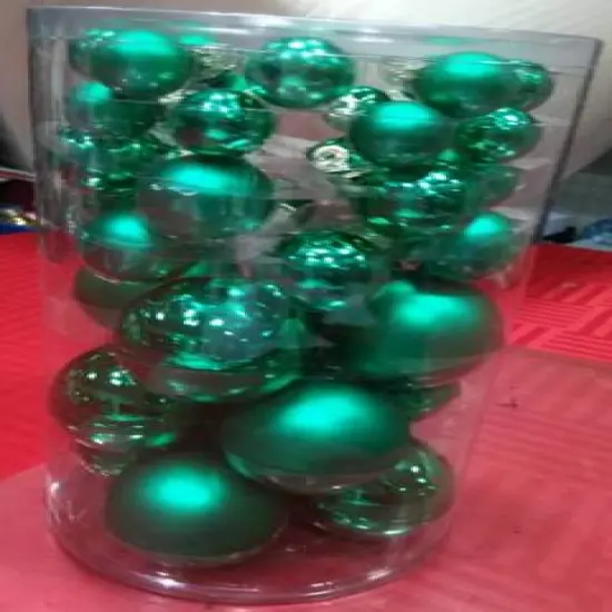 40ct. Green 2-Finish Multiple Size Glass Ball Christmas Ornaments {3}