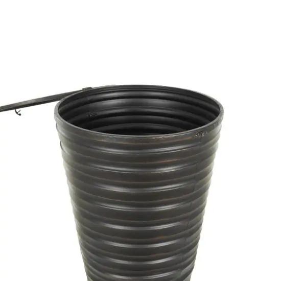 Bronze Ribbed Tall Cone Floor Vase with Horizontal Grooves Set {7}