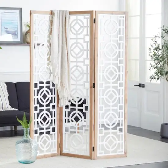 White Wood Farmhouse Room Divider Screen, 72" x 54" x 1" {10}