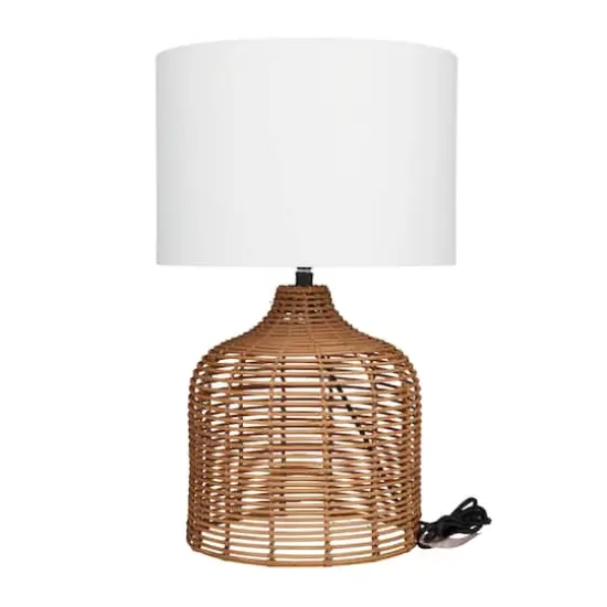 Brown Polyester Natural Table Lamp, 25" x 15" x 15" {3}