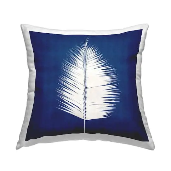 Stupell Industries Abstract Leaf Frond Shape Bold Blue Throw Pillow, 18" x 18" {1}