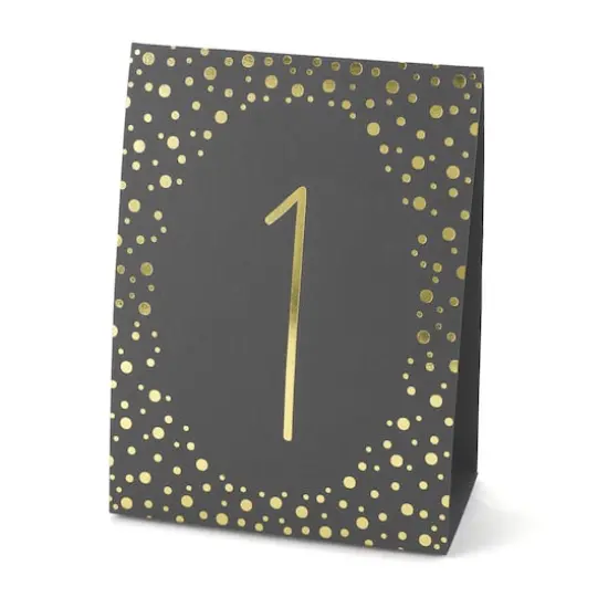 Hortense B. Hewitt Co. Gold Polka Dot Table Number Tents {1}