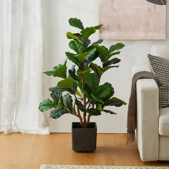Glitzhome&reg; 3.5ft. Faux Fiddle Leaf Fig Tree in Pot {3}