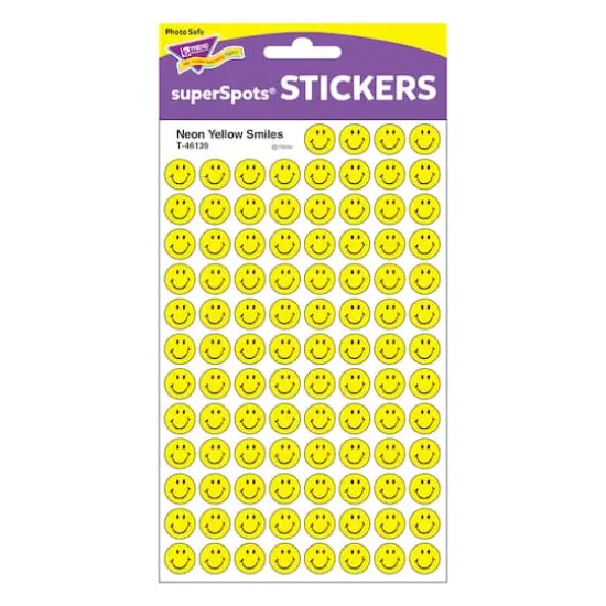Trend Enterprises&reg; superSpots&reg; Neon Yellow Smile Stickers, 6 Packs of 800 {4}