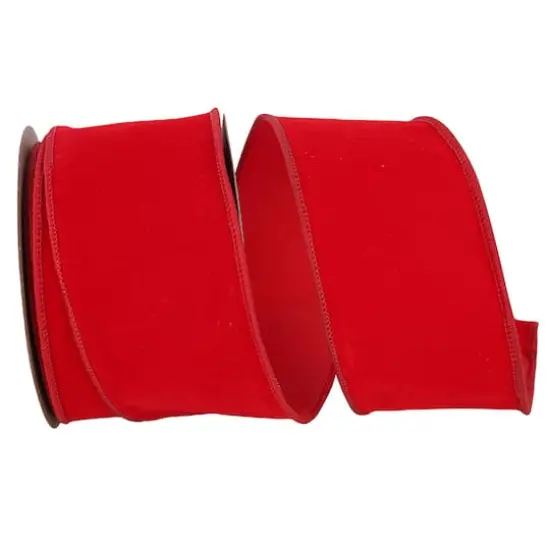 Reliant 2.5" x 10yd. Velvet Duro Domestic Wired Ribbon Red {1}