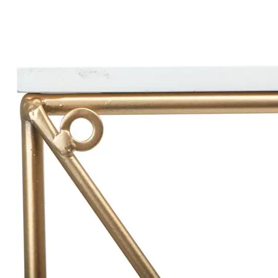 Hello Honey&reg; 24" Wood & Gold Rectangle Wall Shelf White/Gold {7}