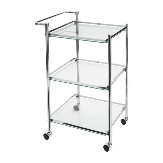 Organize It All Chrome 3-Tier Tempered Glass Rolling Serving Cart {1}