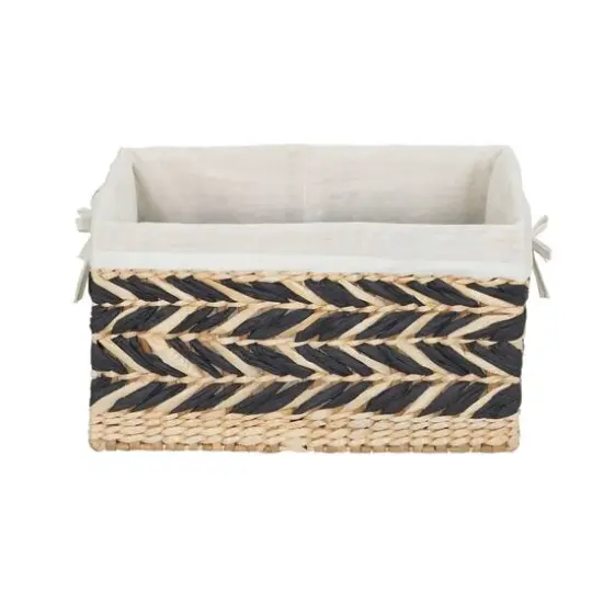 Household Essentials 9" Black & Natural Herringbone Wicker Storage Basket with Cloth Liner {7}