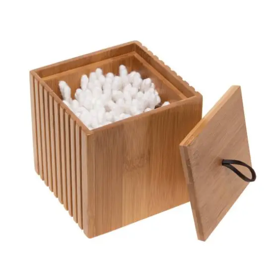 Bath Bliss Small Square Oslo Bamboo Storage Jar {3}