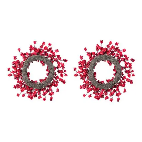Glitzhome&reg; 14"D Christmas Mini Red Berries Wreath Set {7}