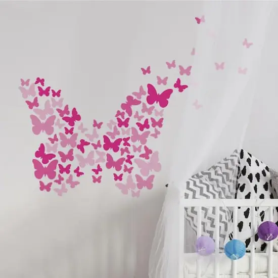 RoomMates Pink Flutter Butterflies Peel & Stick Wall Decals {6}
