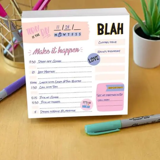 TF Publishing Undated Make it Happen Daily Note Block for Productivity & Lists Desktop {6}