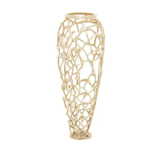 Gold Aluminum Contemporary Vase, 9" x 9" x 23" {1}
